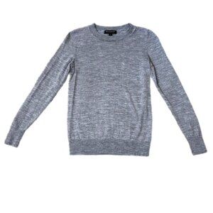 Banana Republic 100% Merino Wool Scallop Neck Sweater Heathered Gray Size S